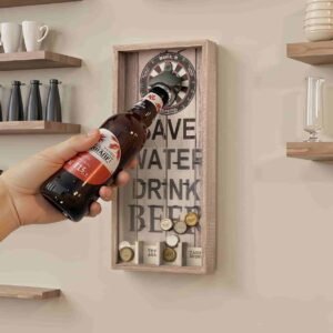 Vintage Wooden Wall-Mounted Bottle Opener